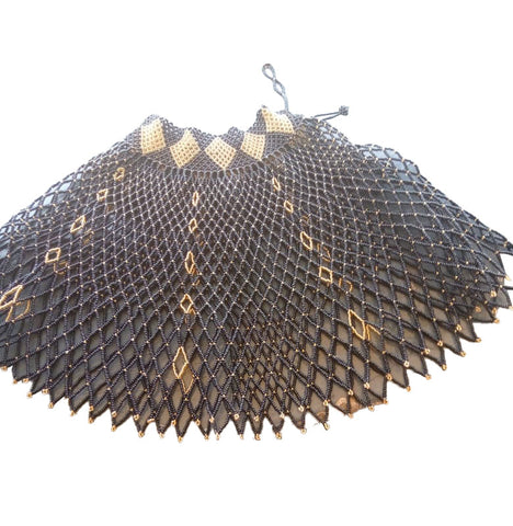 Handcrafted Full-neck Choker (Black & Gold)