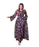 Full-neck Maxi Dress - Multicolor