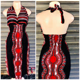 Soft Kitenge cotton Dashiki open back bodycon Dress