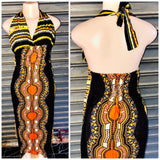 Soft Kitenge cotton Dashiki open back bodycon Dress