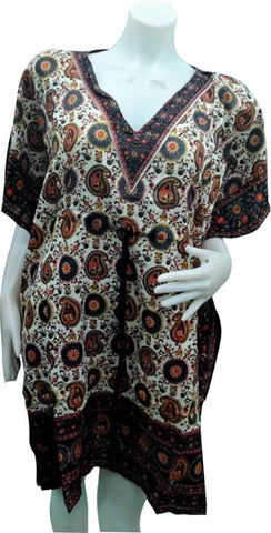 Women’s Ethnic Cotton Rayon Short Sleeves Dress - Santa Fe