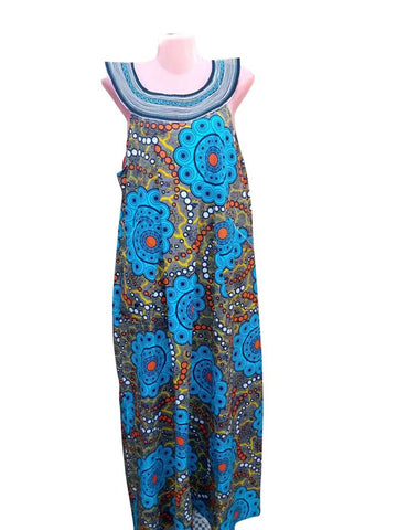 Casual Dashiki Dress (Blue Floral)