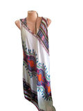 Casual Soft-cotton Dashiki Dress (White)