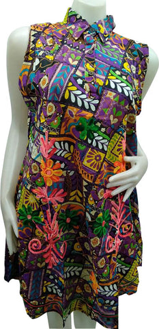 Women’s Ethnic Cotton Floral Dress - Purple