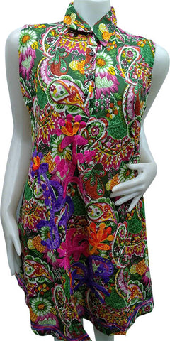 Women’s Ethnic Cotton Floral Dress - Green