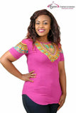 Heart Embroidered Dashiki Print Women's Top