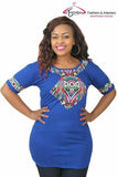 Heart Embroidered Dashiki Print Women's Top