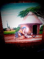 African Hut-house Single panel Panel Canvas Wall Art