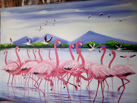 Flamingo Family Single Panel Canvas Wall Art