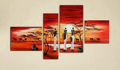 Mary's Collection - Ladies' African Crimson Sunset Multi-panel Acrylic Wall Art