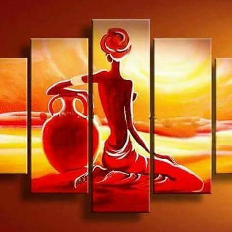 Mary's Collection - Crimson lady & Pot Sunset Multi-panel Acrylic Wall Art