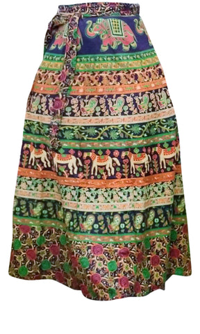 Women's Cotton Long Skirts - Horse floral design