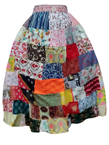 Women's Cotton Skirts - Loose Floral Skirts - Light Multicolor