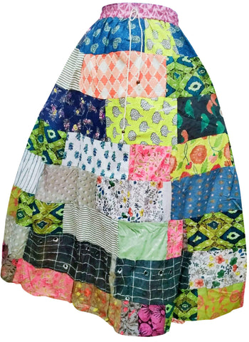 Women's Cotton Skirts - Loose Floral Skirts - Multicolor 1