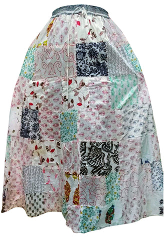 Women's Cotton Skirts - Loose Floral Skirts - Light Grey