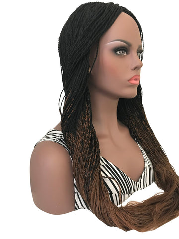 Long Ombre hand-braided twisted Wigs - Brown