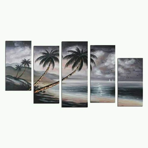 Ocean Palm Tree Framed Multi-Panel Acrylic Wall Art