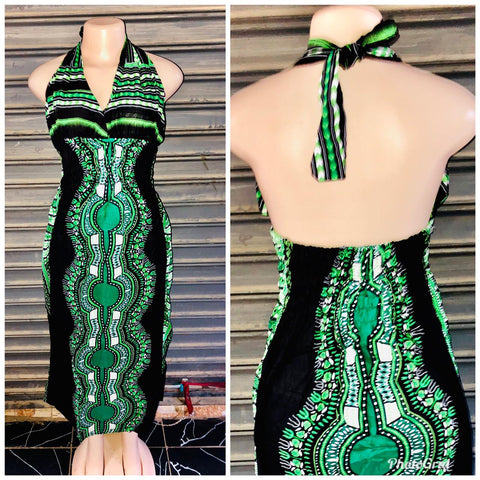 Soft Kitenge cotton Dashiki open back bodycon Dress | ShopAfrica