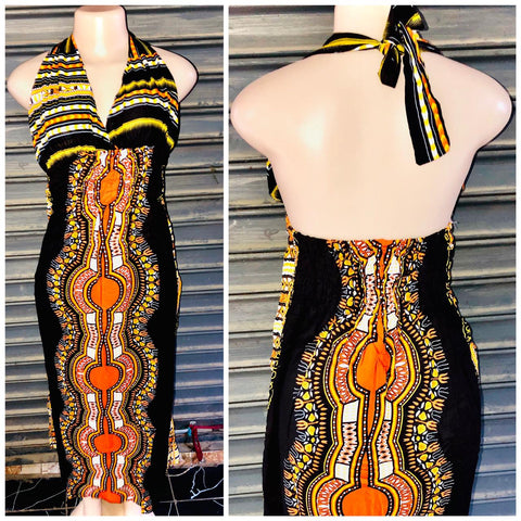 Soft Kitenge cotton Dashiki open back bodycon Dress ShopAfrica