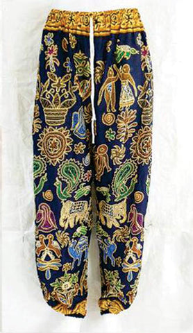 Soft Kitenge Cotton Dashiki Palel Pants - Closed Bottoms (Black, Blue)