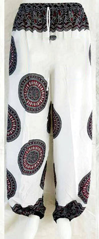 Soft Kitenge Cotton Dashiki Palel Pants - Closed Bottoms - White - Blue - Red