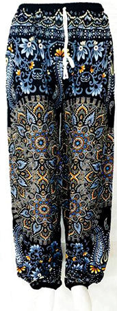 Soft Kitenge Cotton Dashiki Palel Pants - Closed Bottoms - (Black, Blue, Green, NeavyBlue, Red, SkyBlue)